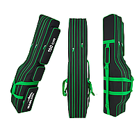 Чохол для вудилищ Marline 150 см, 3-секційний, з кишенями, Oxford D600, чорний із зеленим
