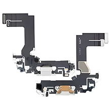 Шлейф для iPhone 13 mini з роз'ємом зарядки, з мікрофонами, сріблястий, Starlight, оригінал PRC