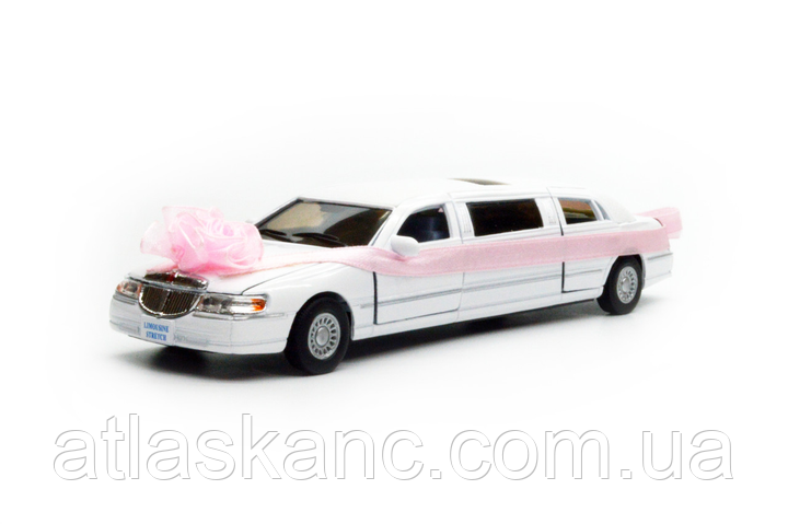 Машинка Kinsmart Lincoln Limousine 17,5 см, весільна біла KT7001WW
