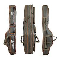 Чохол для вудилищ MARLINE 150 см, 3 секції + 3 кишені, напівжорсткий, хакі з помаранчевим