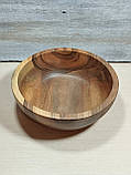 Салатник дерев'яний з горіха ручної роботи. Діаметр 24см., фото 4