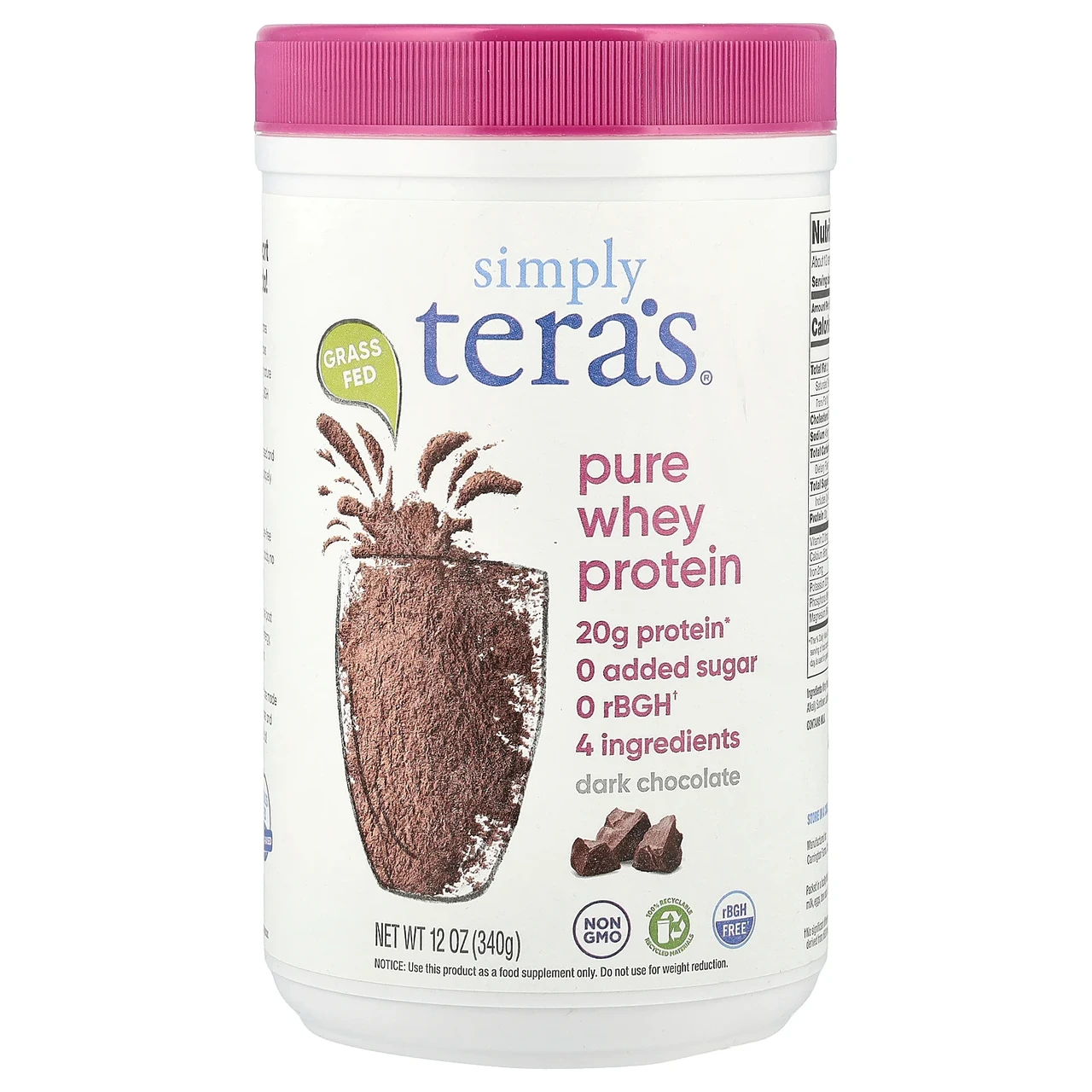 Tera's Whey, Grass Fed, Simply Pure Whey Protein, темний шоколад із какао, отриманий за принципом справедливою, Київ