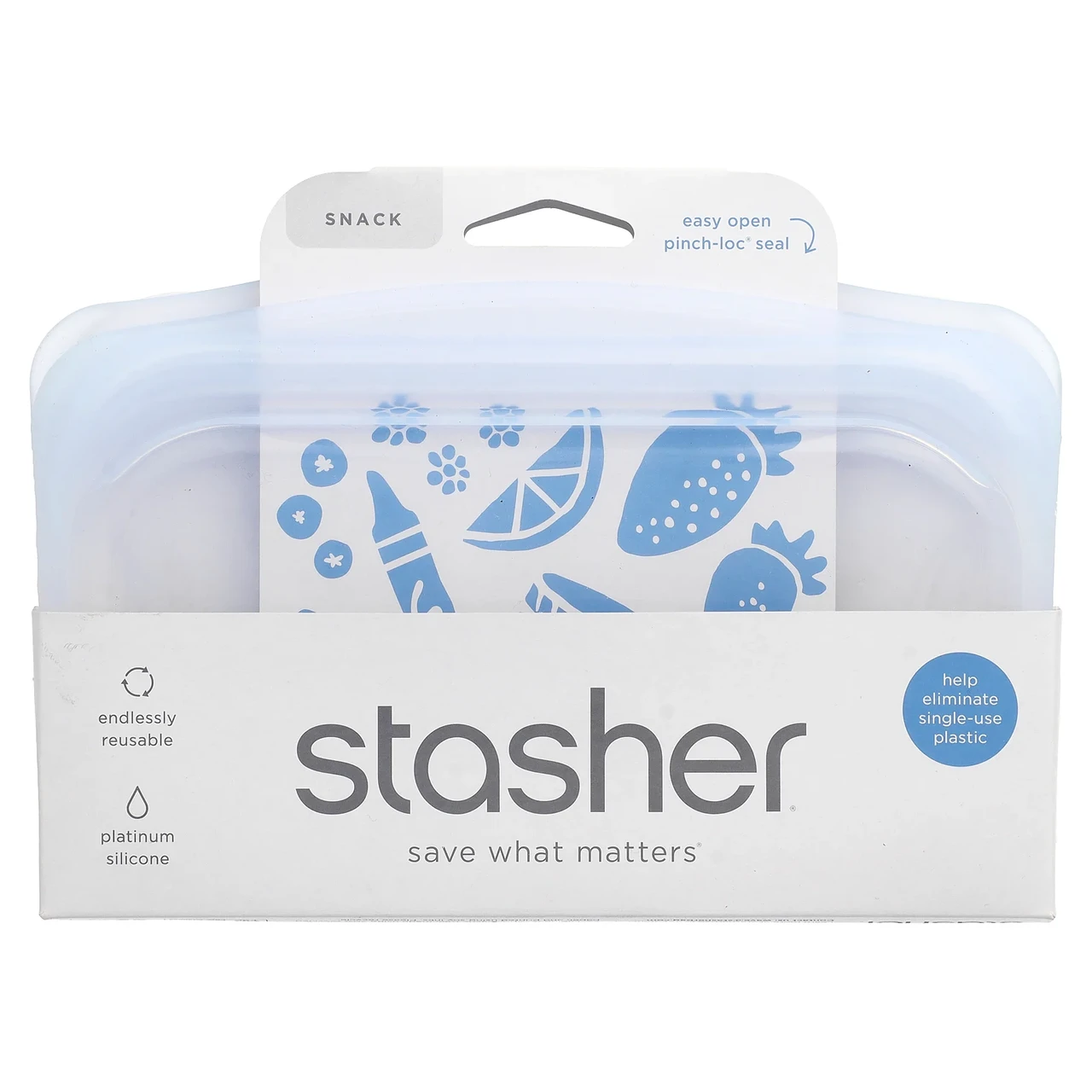 Stasher, Багаторазова сиконова сумка для їжі, для маленьких закусок, прозора, 9,9 ж. унці. (293,5 мл), Київ