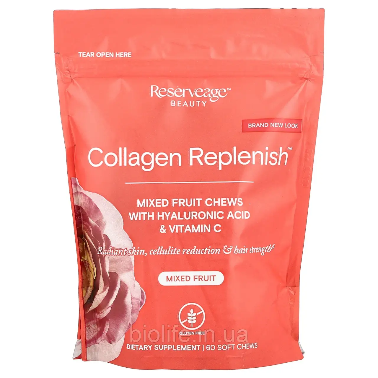 ReserveAge Nutrition, Collagen Replenish, фруктовий смак, 60 жувальних цукерок оригінал, фото 1