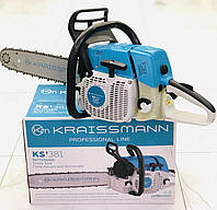 Бензопила Kraissmann KS 381 + МАСЛО (шина 63,5 мм, объемом 72 см3) профессиональная