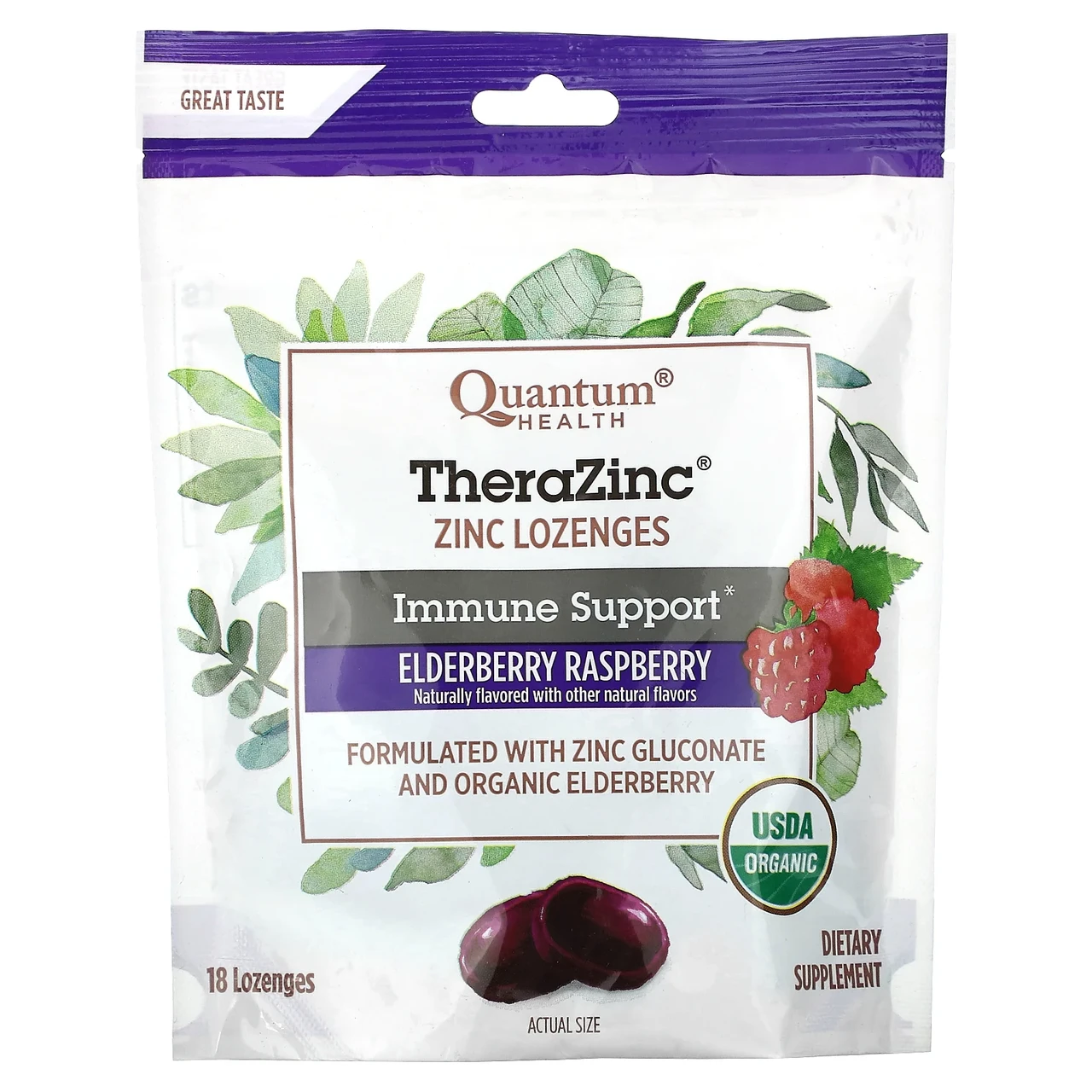Quantum Health, Леденці TheraZinc, смак бузини і малини, 18 леденців QUA-21188, Київ