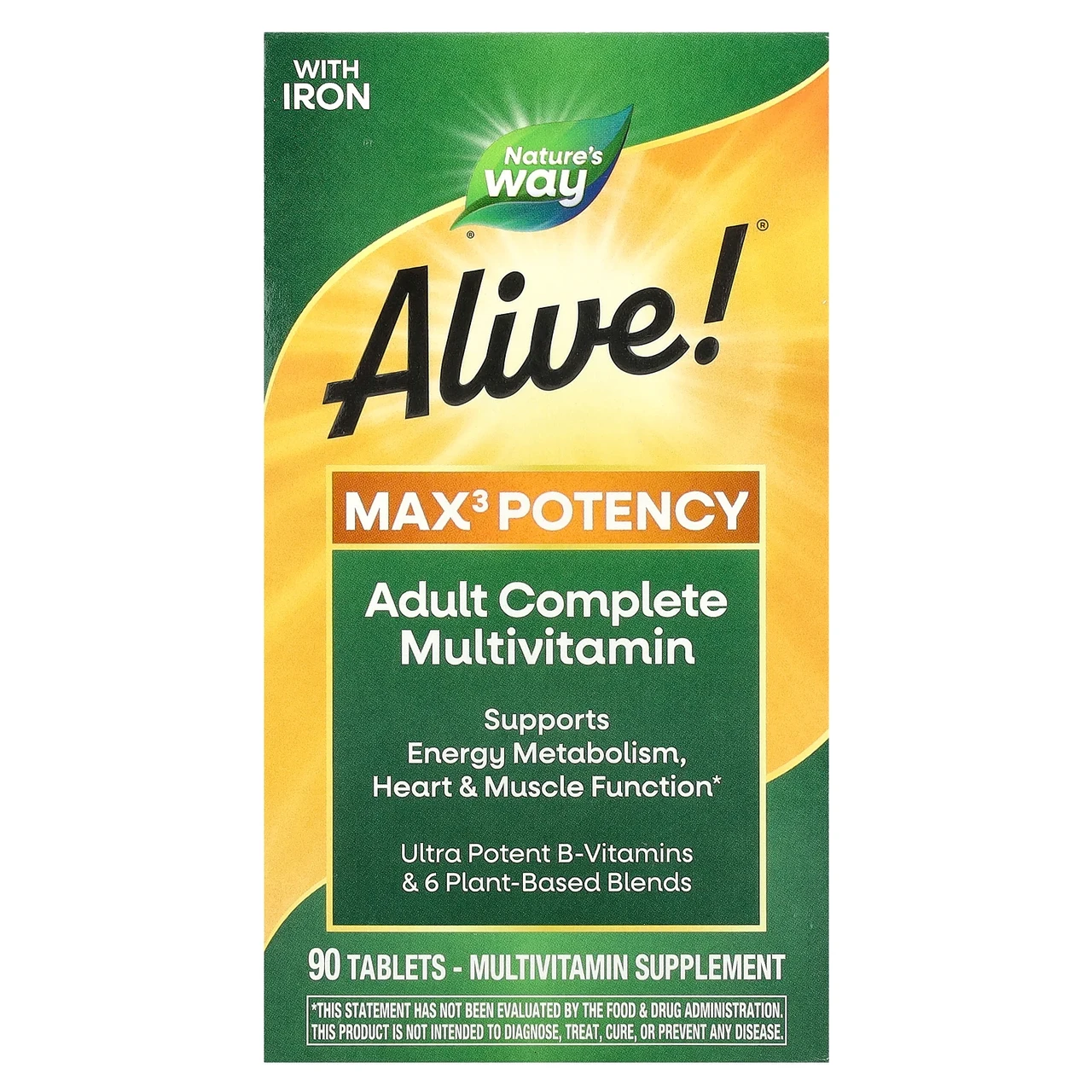 Nature's Way, Alive! Max3 Potency, мультивітаміни, 90 таблеток, Київ, фото 1