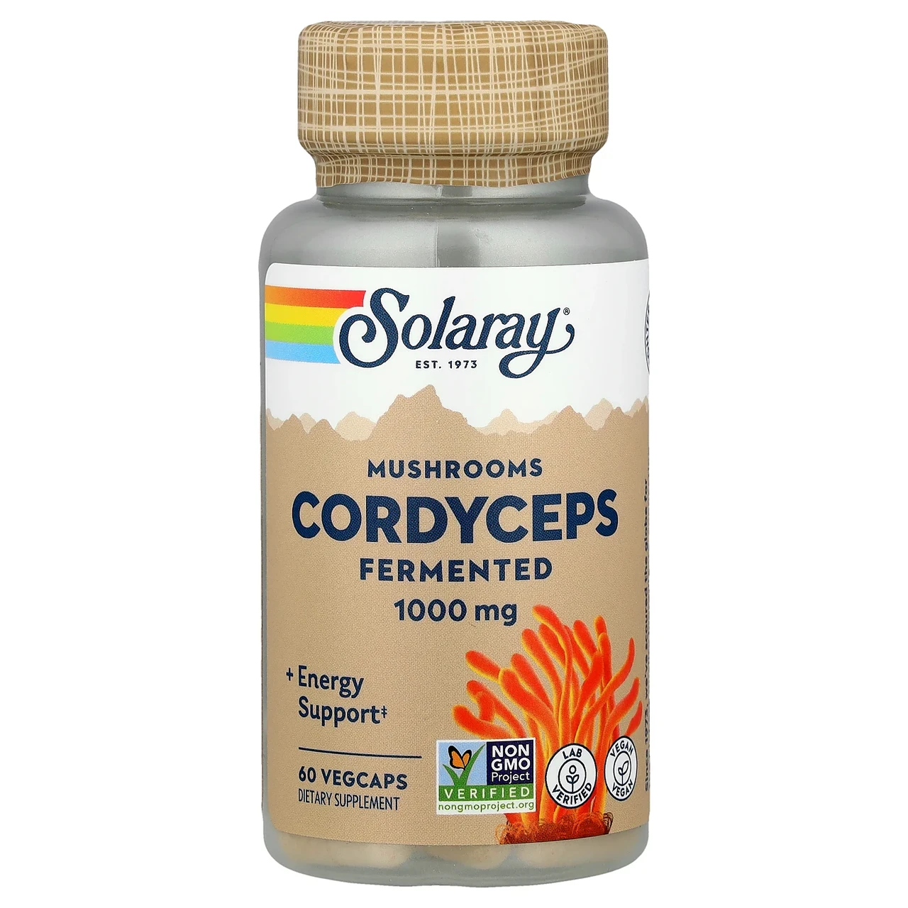 Solaray, Organic Grown Fermented Cordyceps, 500 mg, 60 VegCaps, Київ, фото 1
