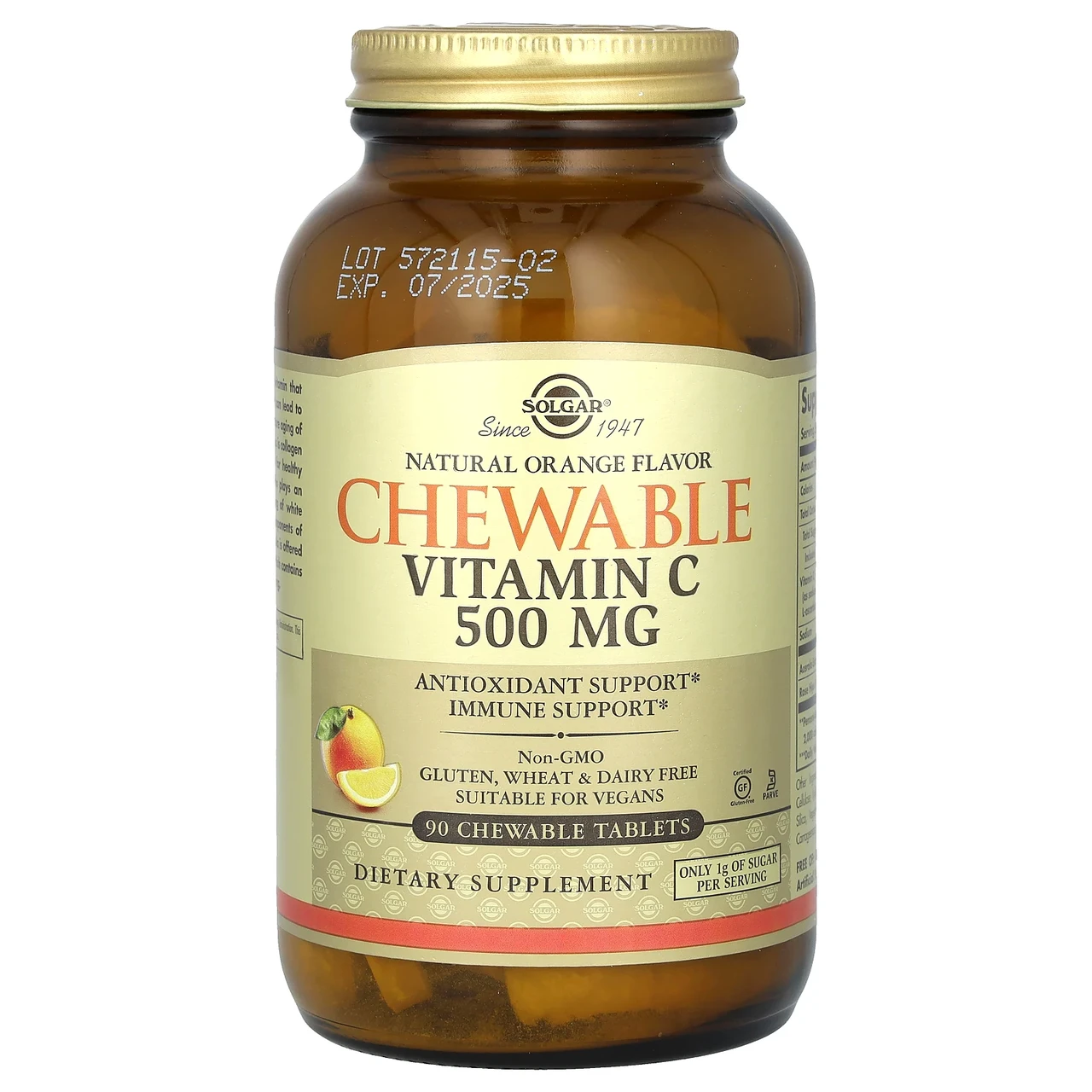 Solgar, бездимний вітамін C, апельсиновий смак, 90 Бездимні таблетки, Київ, фото 1