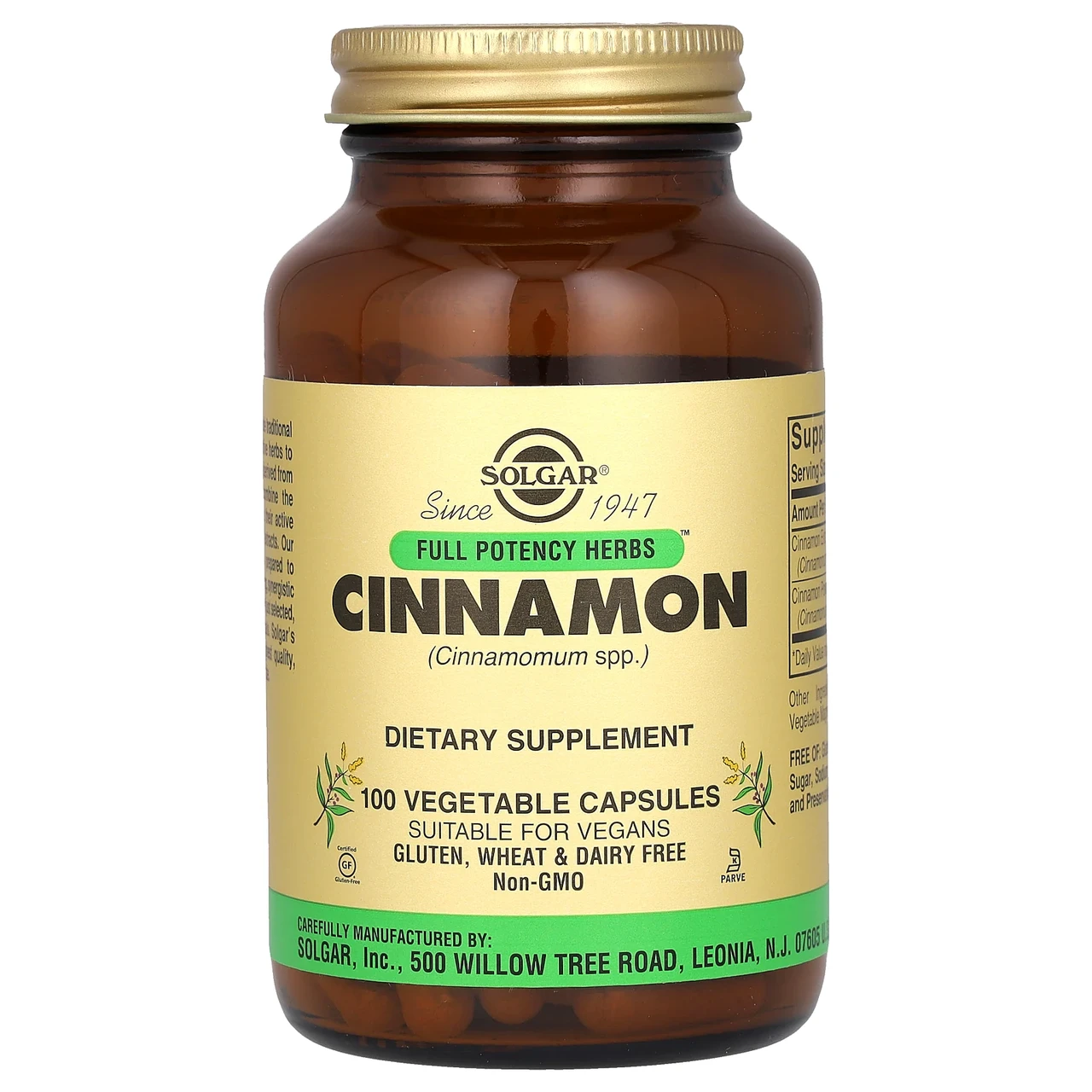 Solgar, Трави повної ефективності, кориця, 100 капсул на рослинній основі, Київ, фото 1