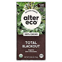 Alter Eco, Total Blackout, органічний темний шоколад, 100% какао, 75 г (2,65 унції)