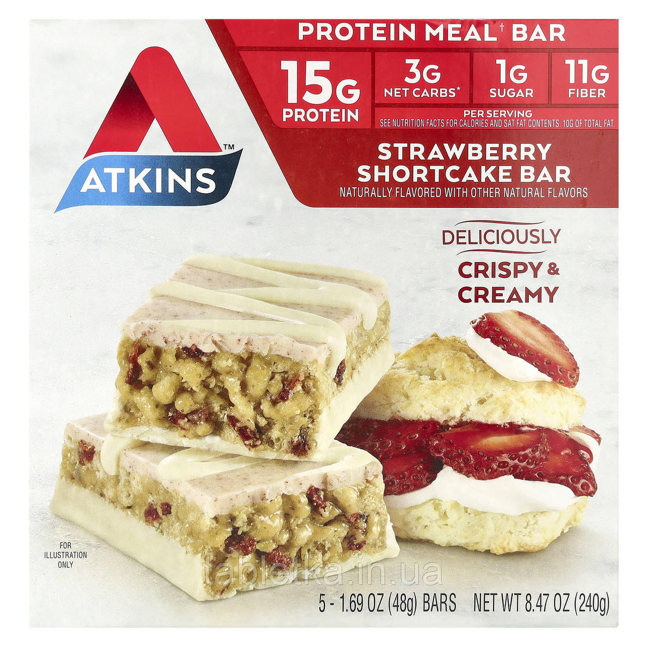 Atkins, Protein Meal Bar, батончик із полуничним тістечкам, 5 батончиків, 48 г (1,69 унції) Дніпр Дніпро
