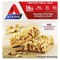Atkins, Protein Meal Bar, батончик-гранолу з арахісовою пастою, 5 батончиків, 50 г (1,76 унції) Дніпро Дніпро