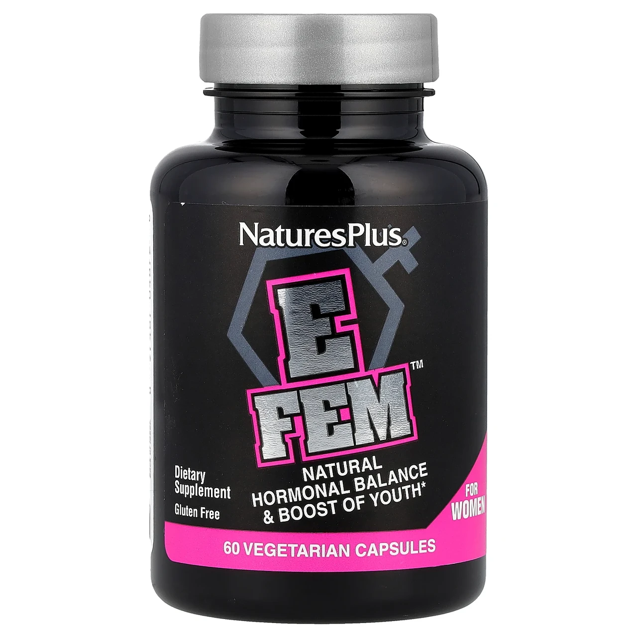 Nature's Plus, E Fem для жінок, природний гормональний баланс і підтримка молодості, 60 вегетаріанських, Київ