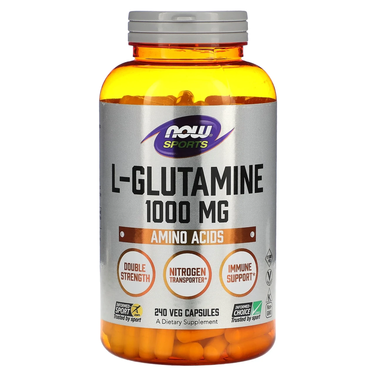 Now Foods, Sports, L-глютамин, 1000 мг, 240 рослинних капсул, Київ