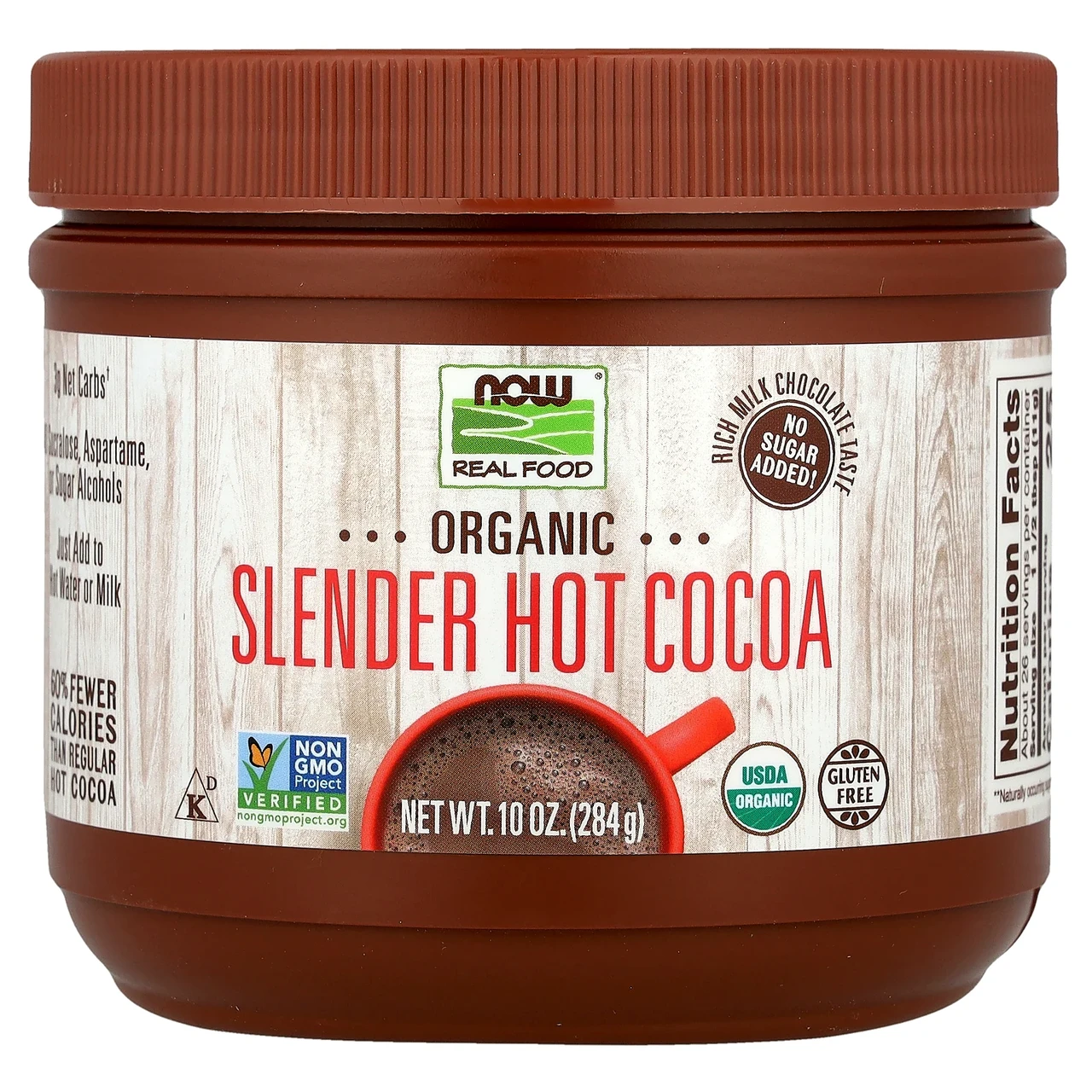 Now Foods, Real Food, Cocoa Lovers, Organic Slender, гаряче какао, 284 г (10 унцій), Київ