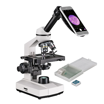 Професійний біомікроскоп Bresser Erudit Basic 40x–400x з кейсом та адаптером для смартфона