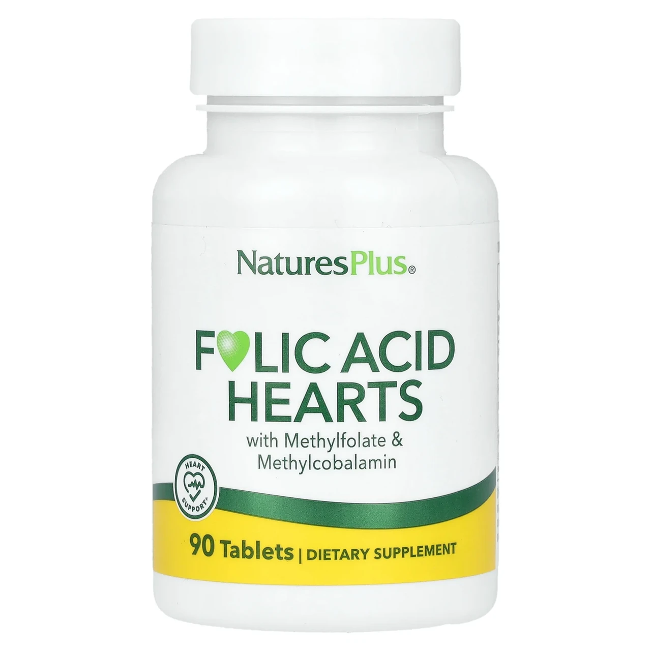 Nature's Plus, фолієва кислота, 90 таблеток у вигляді сердечок, Київ