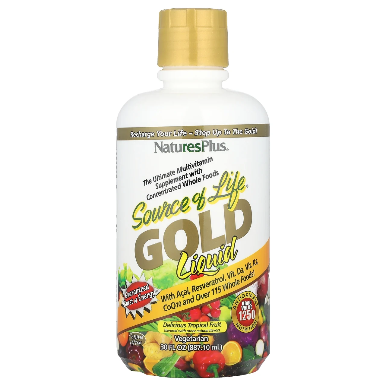 Nature's Plus, Source of Life, Liquid Gold, мультивітамінна добавка, тропічні фрукти, 887,1 мл, Київ