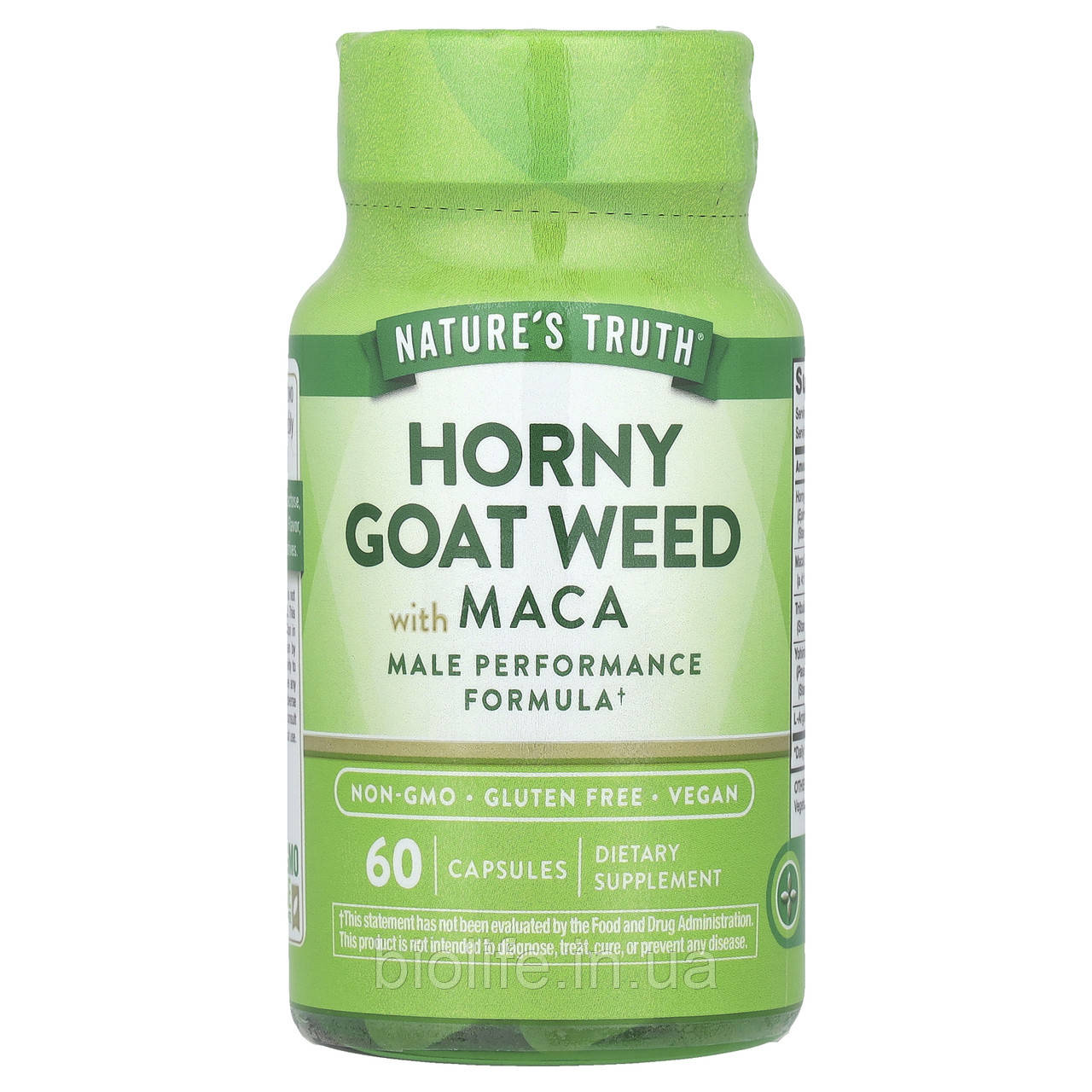Nature's Truth, Травка з Horny Goat Weed з макою, 60 вегетаріанських капсул оригінал, фото 1