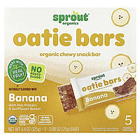Sprout Organics, Oatie Bars, органічні жувальні батончики для дітей від 2 років, з бананами, 5 батончиків,