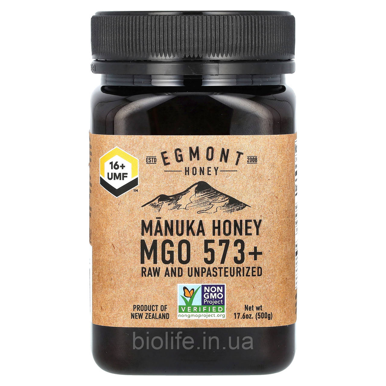 Egmont Honey, Мед-манука, необроблений і непастеризований, 573+ MGO, 500 г (17,6 унції) оригінал, фото 1