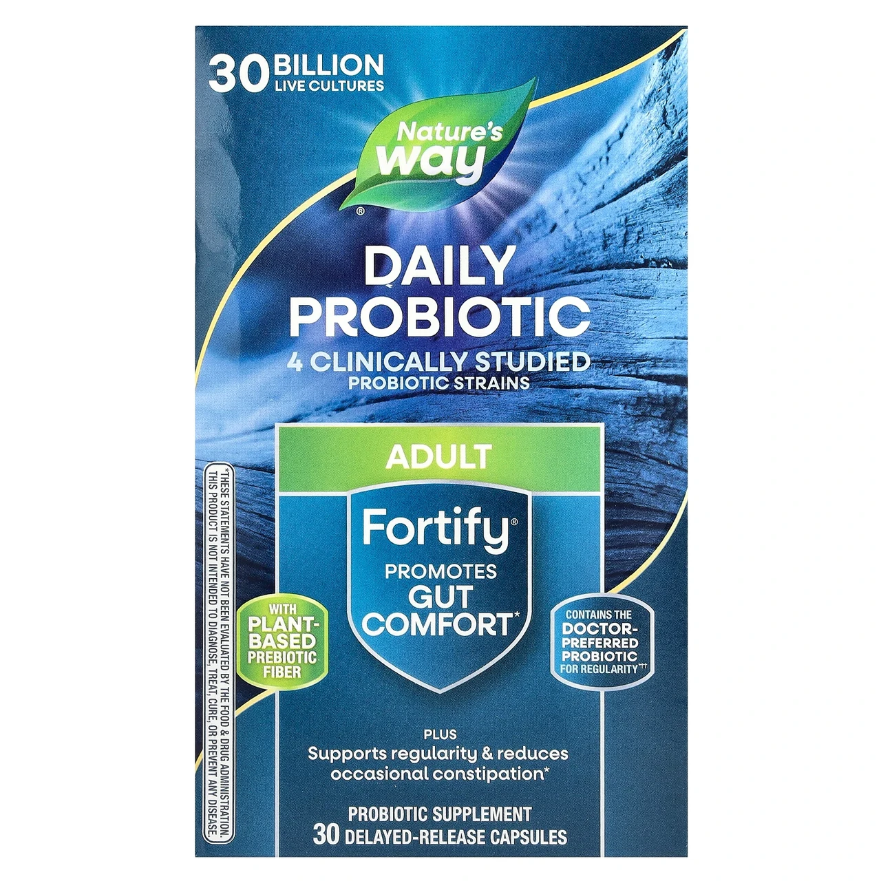Nature's Way, Fortify, Daily Probiotic + Prebiotics, Everyday Care, 30 Billion CFU, 30 Delayed-Release Veg., Київ