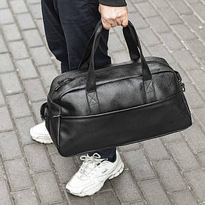 Якісна міська дорожня сумка Onyx чорна з еко шкіри для тренувань та фітнесу молодіжна спортивна на 28 л