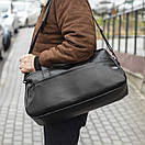 Якісна міська дорожня сумка Onyx чорна з еко шкіри для тренувань та фітнесу молодіжна спортивна на 28 л, фото 4