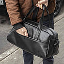 Якісна міська дорожня сумка Onyx чорна з еко шкіри для тренувань та фітнесу молодіжна спортивна на 28 л, фото 6