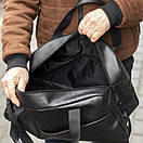 Якісна міська дорожня сумка Onyx чорна з еко шкіри для тренувань та фітнесу молодіжна спортивна на 28 л, фото 5