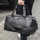 Якісна міська дорожня сумка Onyx чорна з еко шкіри для тренувань та фітнесу молодіжна спортивна на 28 л, фото 7