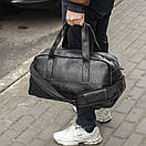 Якісна міська дорожня сумка Onyx чорна з еко шкіри для тренувань та фітнесу молодіжна спортивна на 28 л, фото 8