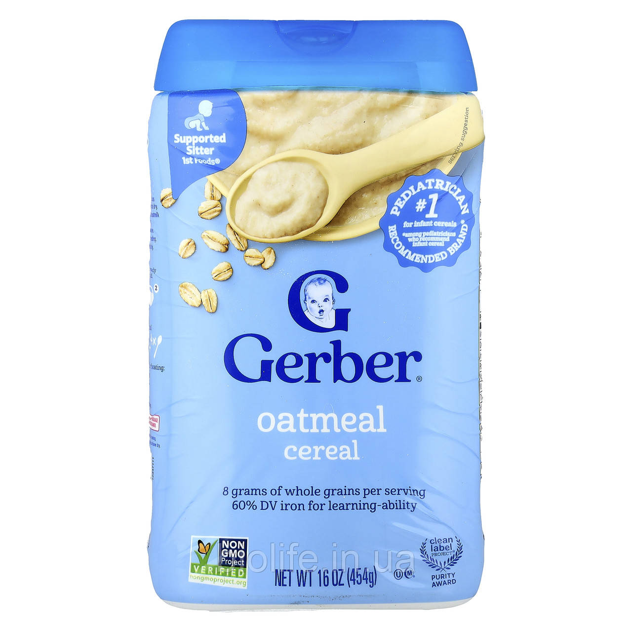 Gerber, 1st Foods, вівсяні пластівці, один різновид злаків, 454 г (16 унций) оригінал, фото 1