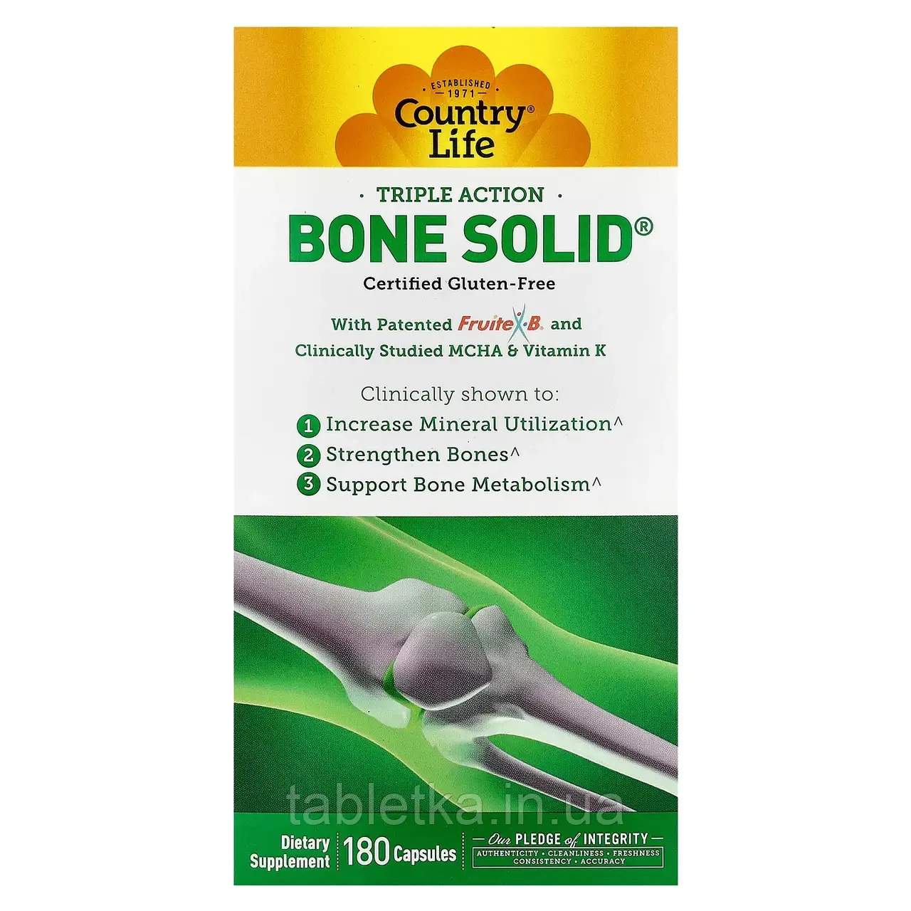 Country Life, Triple Action Bone Solid, 180 капсул Дніпр Дніпро