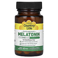 Country Life, Мелатонін, швидке вивільнення, 1 мг, 60 таблеток Дніпр Дніпро