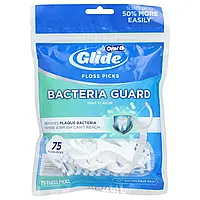 Oral-B, Glide, набори для зубної нитки, Bacteria Guard, м'ята, 75 шт. оригінал