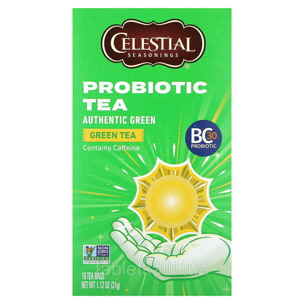 Celestial Seasonings, пробіотичний зелений чай, справжній зелений, 16 чайних пакетиків по 31 г (1,12 унції) Дніпро