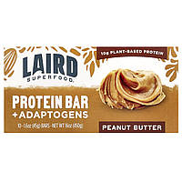 Laird Superfood, Протеїновий батончик + адаптогени, арахісова паста, 10 батончиків по 45 г (1,6 унції)