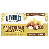 Laird Superfood, Протеїновий батончик + адаптогени, лимон і мигдаль, 10 пакетиків по 45 г (1,6 унції)