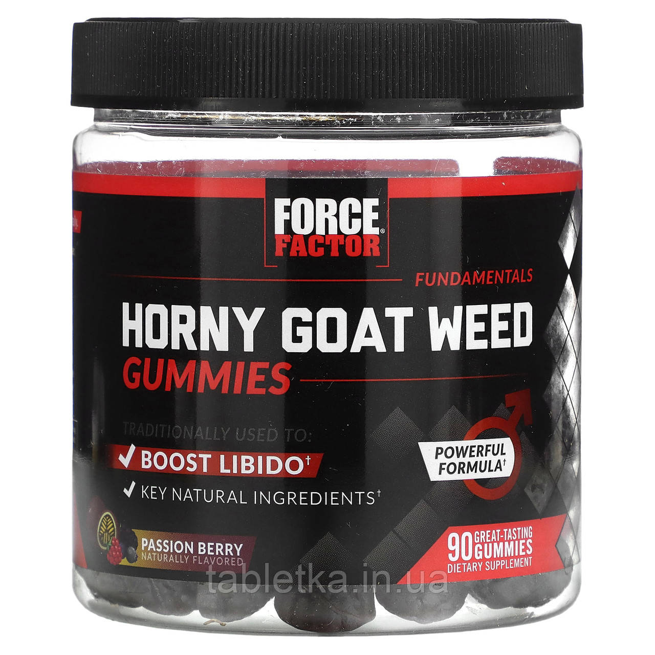 Force Factor, Fundamentals, Horny Goat Weed, маракуя, 90 жувальних таблеток Дніпр Дніпро