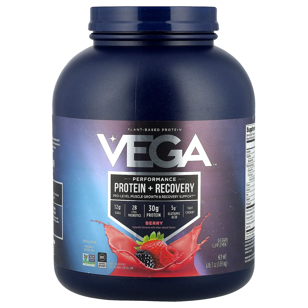 Vega, Sport, протеїн преміальної якості на рослинній основі, зі смаком ягід, 1,89 кг (4 фунти), Київ, фото 1