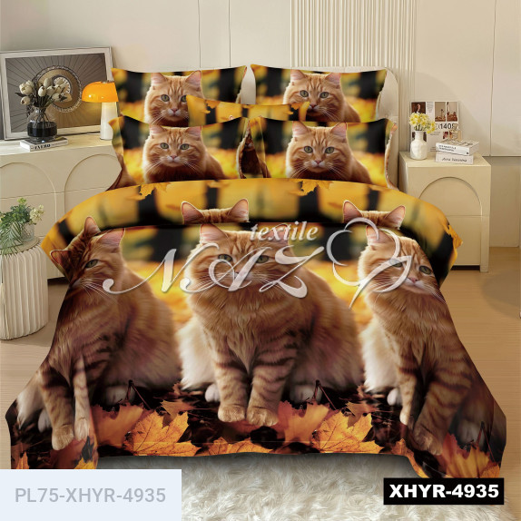 Кіт Муркіт - Бязь 3D - Полуторний комплект постільної білизни