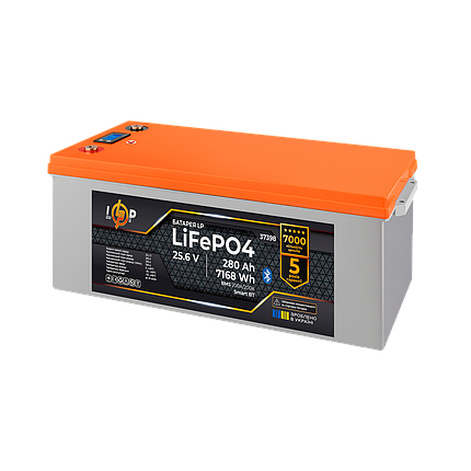 Акумулятор LP LiFePO4 25,6V - 280 Ah (7168Wh) (BMS 200A/200А) пластик Smart BT, фото 3