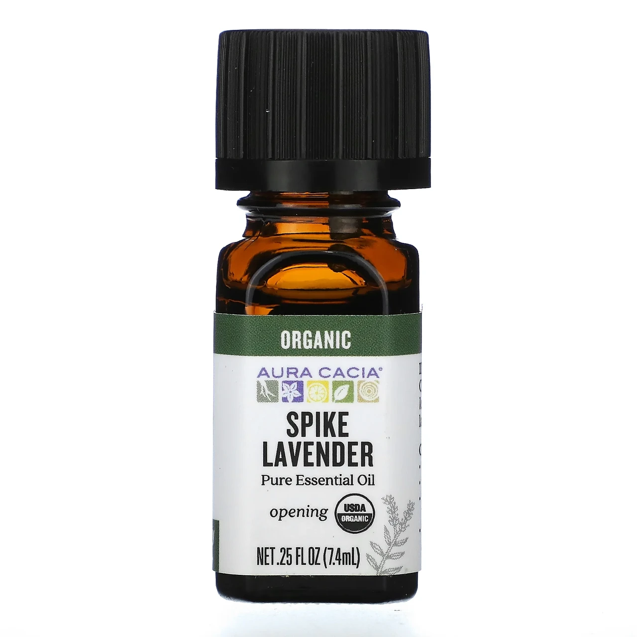 Aura Cacia, Органічна лаванда, спик, 0,25 ж. унц. (7,4 мл), Київ, фото 1