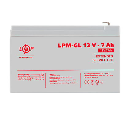 Акумулятор гелевий LPM-GL 12V - 7 Ah, фото 1