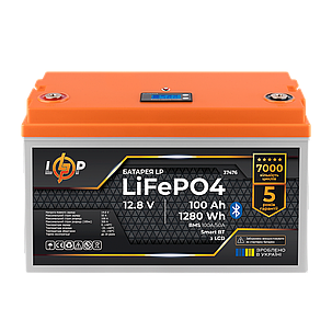 Акумулятор LP LiFePO4 12,8V - 100 Ah (1280Wh) (BMS 100A/50А) пластик LCD Smart BT, фото 3