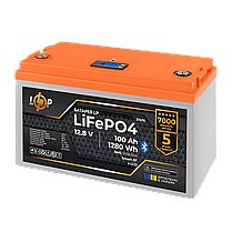 Акумулятор LP LiFePO4 12,8V - 100 Ah (1280Wh) (BMS 100A/50А) пластик LCD Smart BT, фото 5
