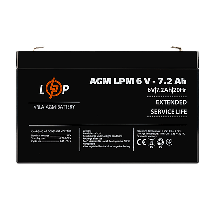 Акумулятор AGM LPM 6V - 7.2 Ah, фото 1