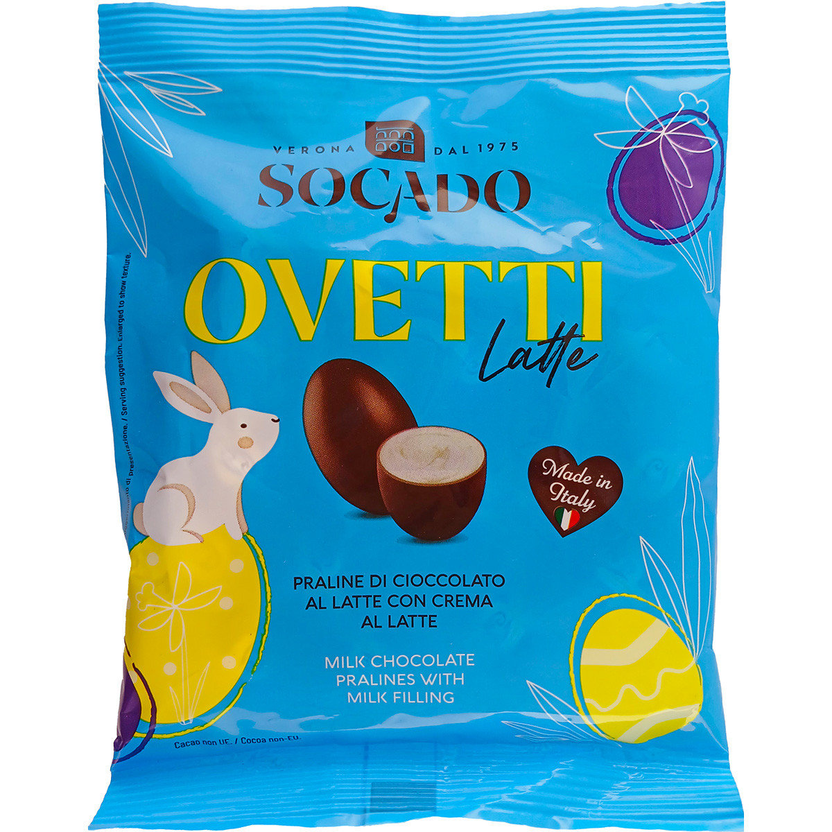 Цукерки яйця праліне Socado Ovetti Latte 110г Італія